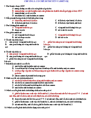 Bài tập trắc nghiệm Sinh học lớp 12 cả năm (có đáp án)